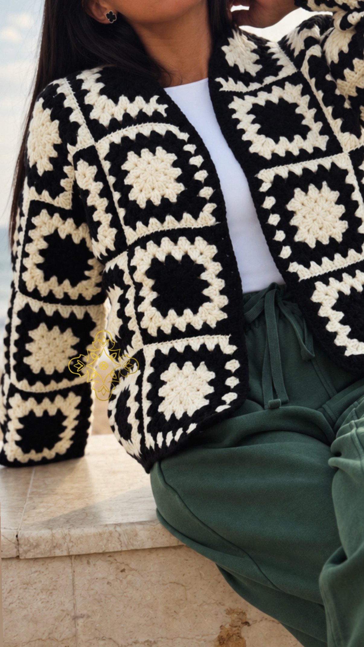 Le gilet Nomade noir & écru – Image 2