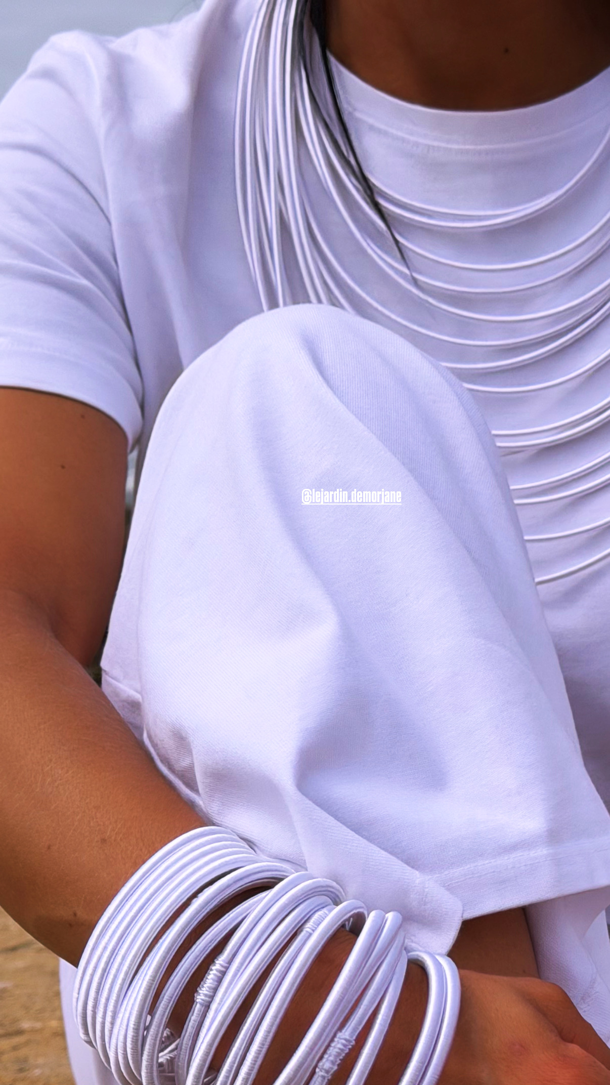 Collier Berbère Blanc 15 rangées – Image 3