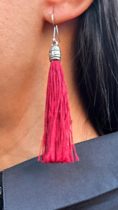 Boucles d’oreilles pendantes Rouge Bordeaux