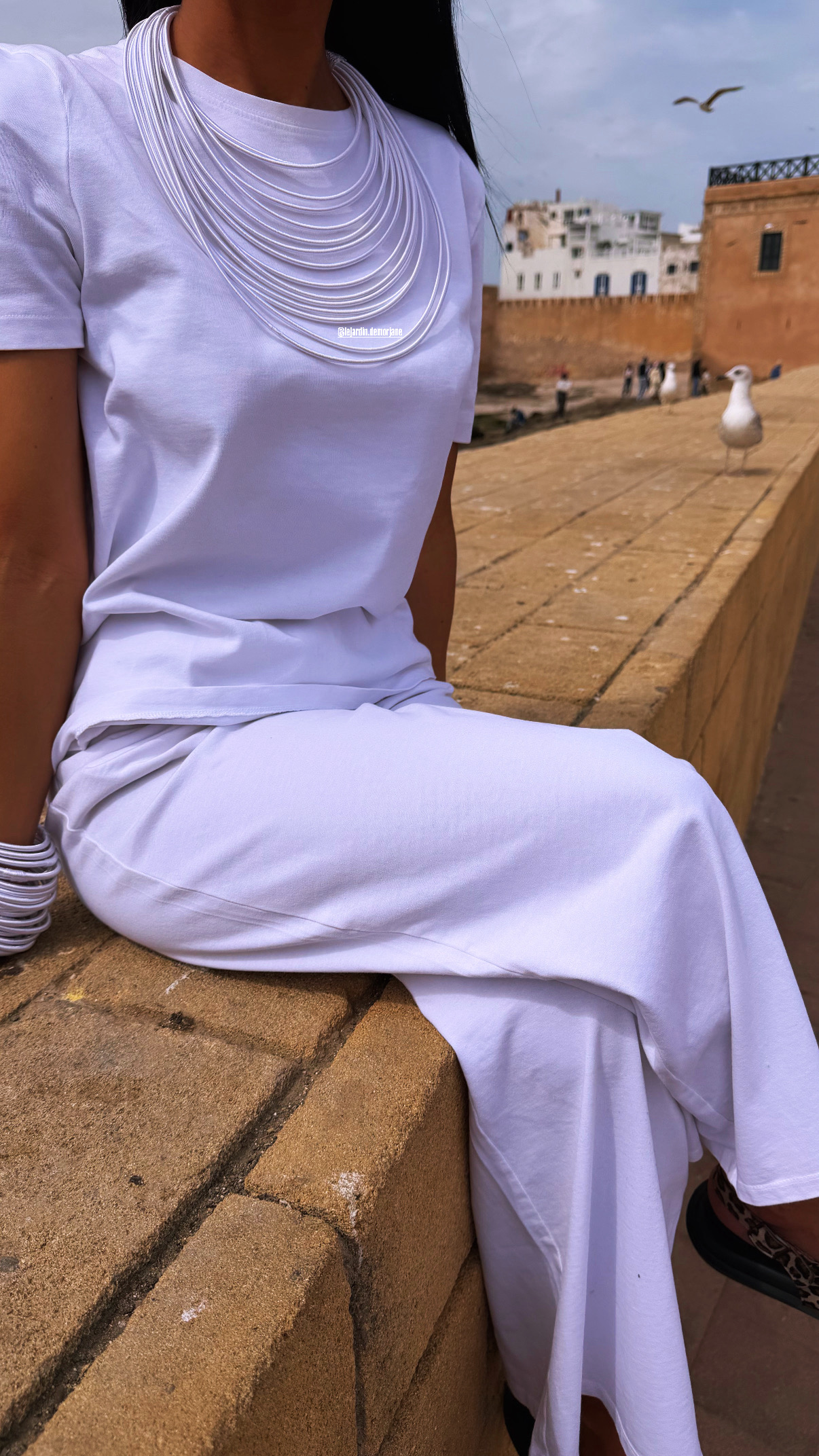 Collier Berbère Blanc 15 rangées – Image 2