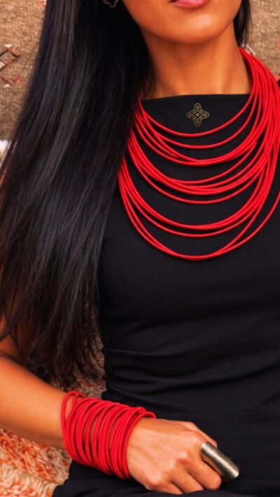 Collier Berbère Rouge 15 rangées
